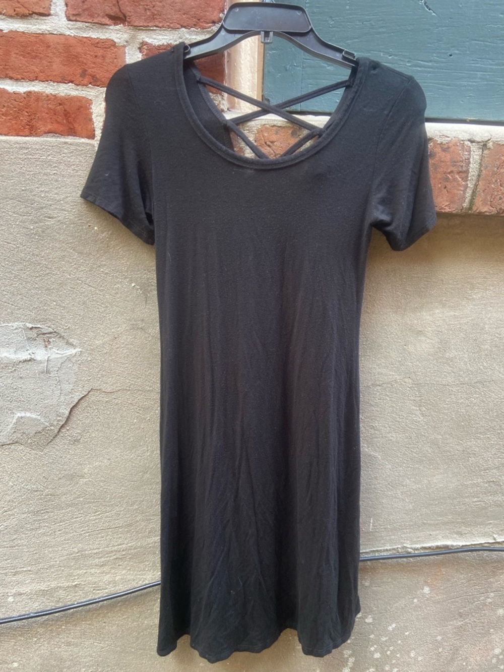 Olivia Rae Black Crisscross Back Tee Dress